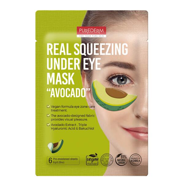 PUREDERM Real Squeezing Under Eye Mask AVOCADO 6τμχ